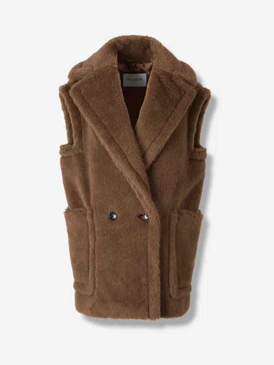 Max Mara Long Teddy Vest In Brown