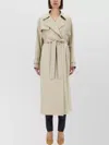 Max Mara Long Trench Coat Belted Waist In White