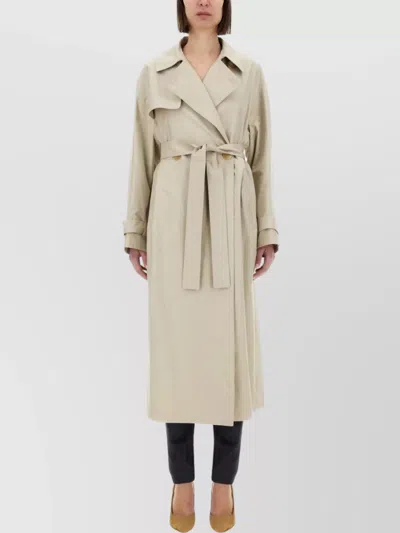 Max Mara Long Trench Coat Belted Waist In White