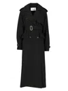 Max Mara Black Long Trench In Sable In Black