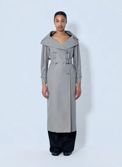 Max Mara Long Trench Coat In Gray