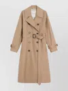 Max Mara Long Trench Coat In Water-repellent Cotton Twill In Brown