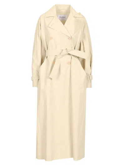 Max Mara Long Trench Coat Ronco In Neutral