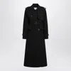 Max Mara Flavio Double-breasted Long Trench Coat In Black