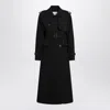 Max Mara Flavio Double-breasted Long Trench Coat In Black