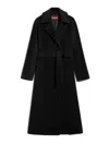 Max Mara Long Virgin Wool Coat With Pointed Collar In Black