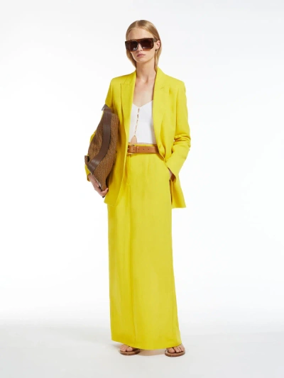 Max Mara Long Viscose And Linen Skirt In Yellow