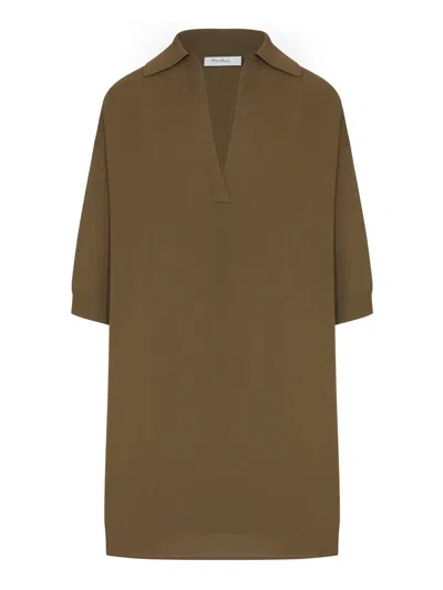 Max Mara Long Viscose Crepe Sweater In Green