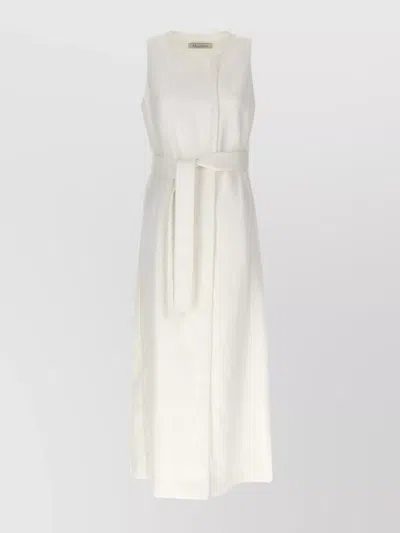 Max Mara Long Waistcoat Belted Side Slit In White