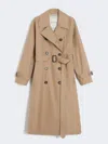 Max Mara Long Water-repellent Cotton Twill Trench Coat In Brown