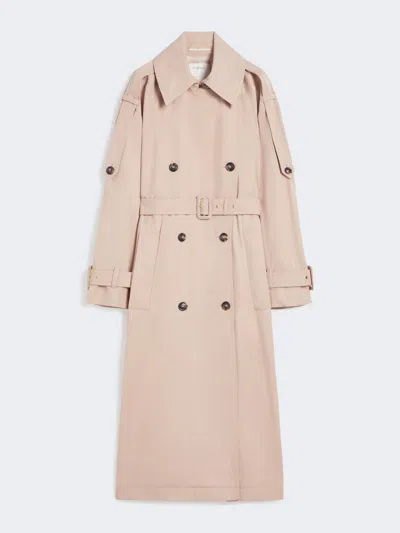 Max Mara Long Water-repellent Twill Trench Coat In Brown
