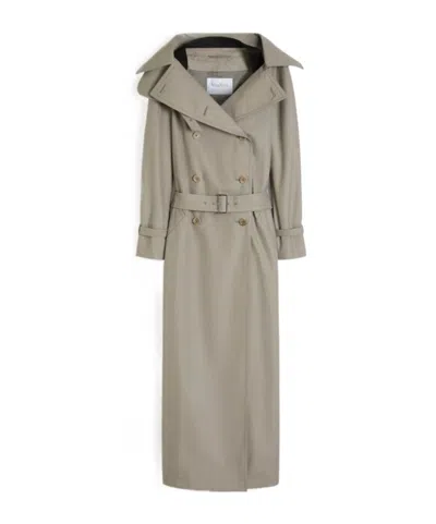 Max Mara Long Water-repellent Cotton Twill Trench Coat - Medium Grey In Gray