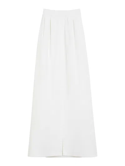 Max Mara Long Wide Gabardine Skirt In White