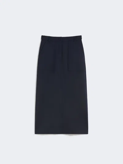 Max Mara Long Wool Blend Skirt In Blue