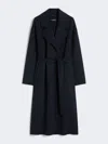 Max Mara Long Wool Broadcloth Coat In Blue
