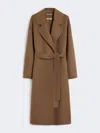 Max Mara Long Wool Broadcloth Coat In Brown
