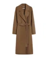 Max Mara Long Wool Broadcloth Coat In Brown