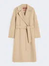 Max Mara Long Wool, Cashmere And Silk Coat In Sand