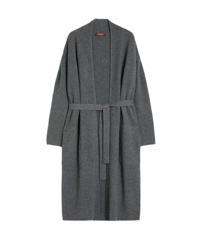 Max Mara Long Wool Cashmere Cardigan In Black