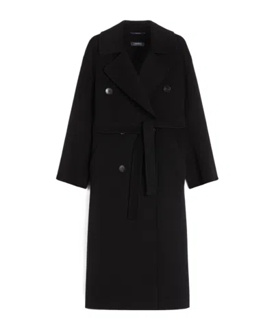 Max Mara Long Wool Coat In Black