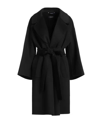 Max Mara Long Wool Coat In Black