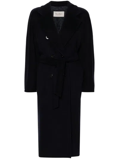 Max Mara Long Wool Coat In Blue