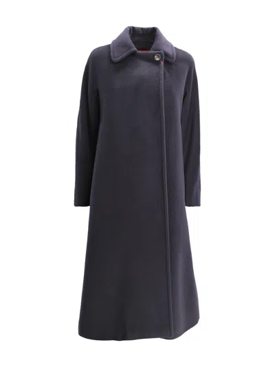 Max Mara Long Wool Coat In Blue