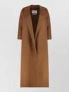 Max Mara Long Wool Coat Notched Collar Wide Sleeves In Brown