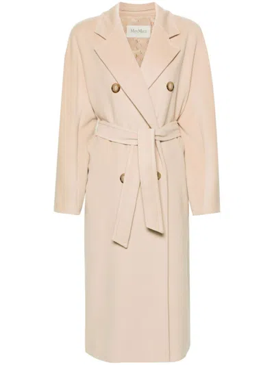 Max Mara Long Wool Coat In Sand