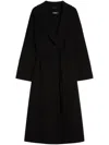 Max Mara Long Wool Coat With Belted Waist In Black