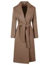 Max Mara Belted Deconstructed Cashmere Coat In Brown