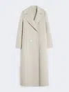 Max Mara Long Wool Coat With Half-belt Detail In Neutral