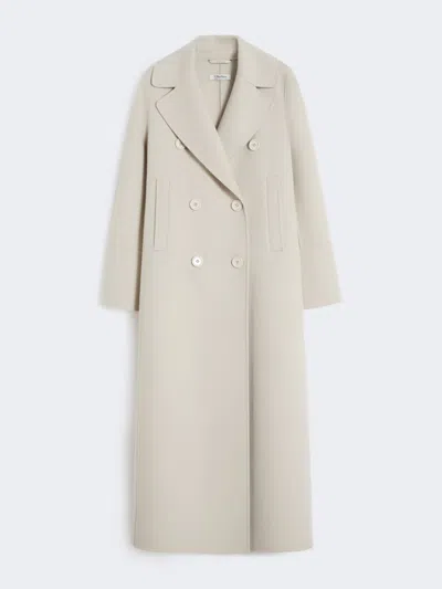Max Mara Long Wool Coat With Half-belt Detail In Neutral