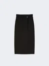Max Mara Long Wool Skirt With Belt In Black