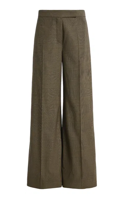 Max Mara Long Wool Trousers In Khaki