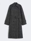 Max Mara Long Wool Tweed Coat In Gray