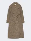 Max Mara Long Wool-blend Tweed Coat In Brown