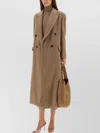 Max Mara Longline Double-breasted Coat Notched Lapels In Multi