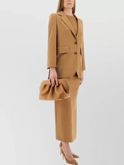 Max Mara Longline Jacket Flap Pockets In Brown