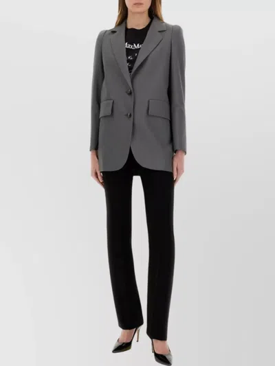Max Mara Longline Jacket Flap Pockets In Gray