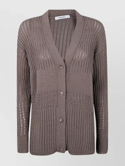 MAX MARA LONGLINE V-NECK SHEER KNIT CARDIGAN