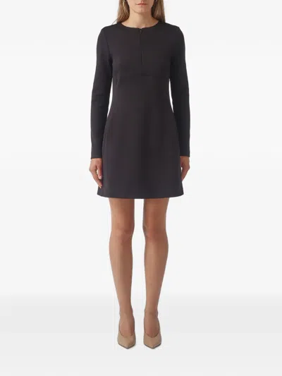 Max Mara Long-sleeve A-line Mini Dress In Black