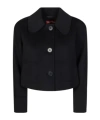 Max Mara Round-collar Single-breasted Jacket In Blue