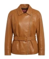 Max Mara Giusto Belted Leather Biker Jacket In Brown