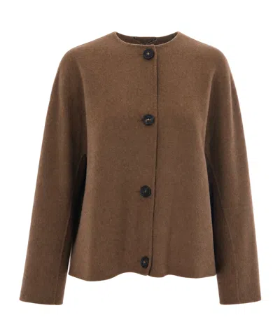 Max Mara Long-sleeve Casual Jacket In Brown