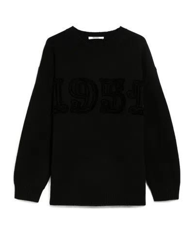 Max Mara Long-sleeve Crew-neck Knit Top In Black