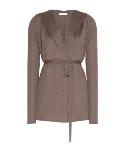 Max Mara Long-sleeve Hooded Cardigan In Brown