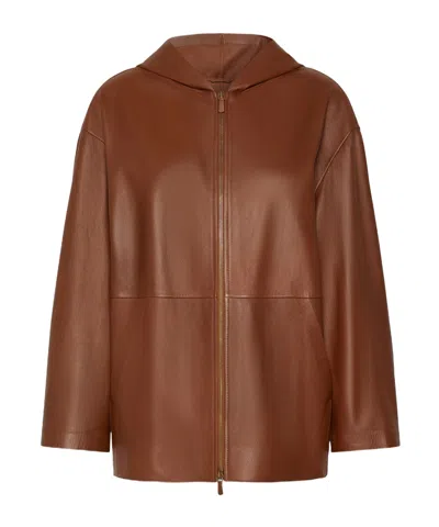 Max Mara Long-sleeve Hooded Jacket In Burgundy