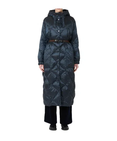 Max Mara Long-sleeve Hooded Padded Jacket In Blue
