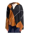 Max Mara Argyle Virgin Wool Sweater In Black